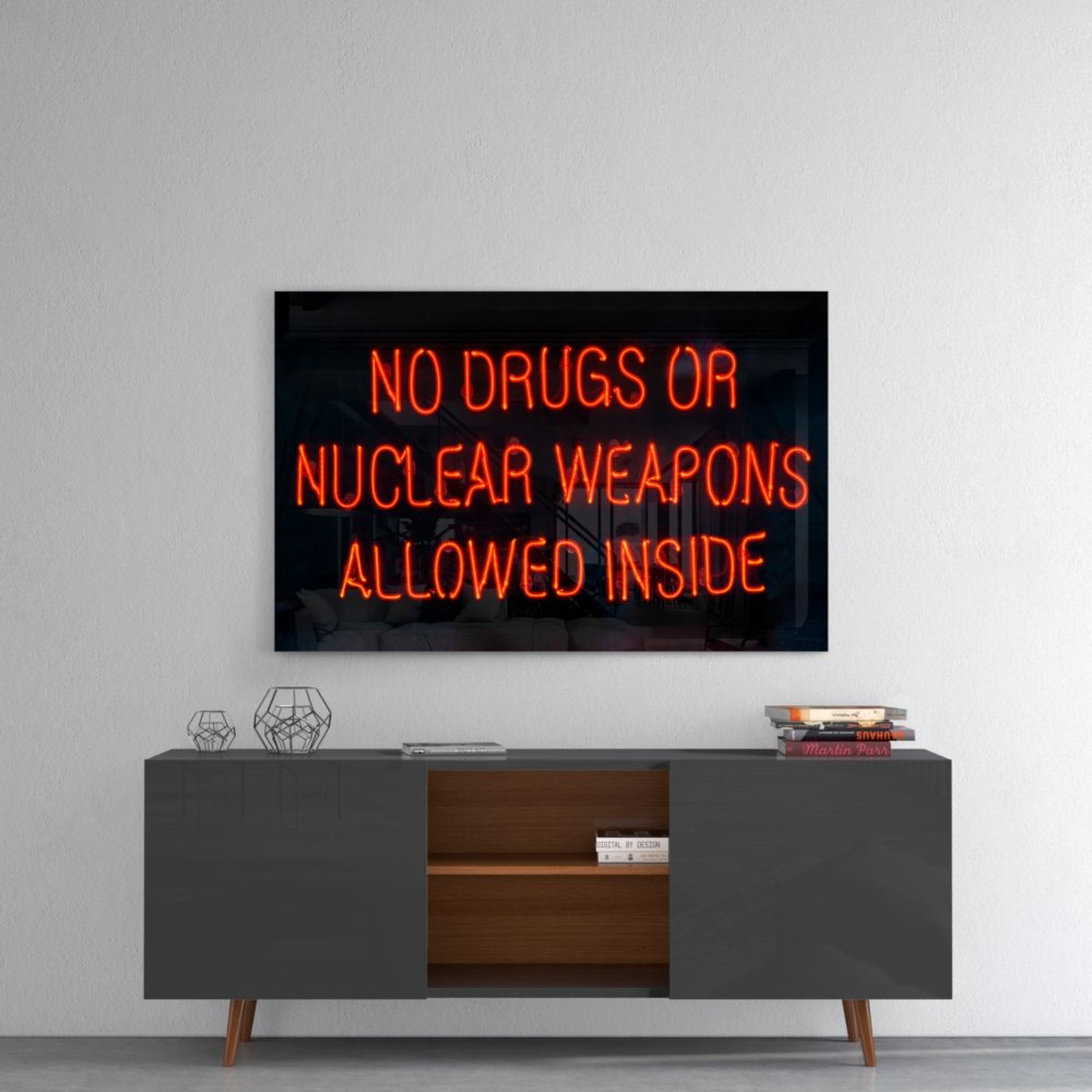 No Drugs Glasschilderij