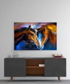 Paarden Glasschilderij