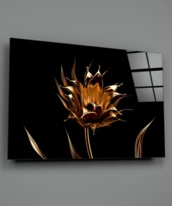 Gouden Bloem Glasschilderij - Afbeelding 3