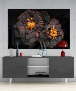 Bruine Bloemen Glasschilderij