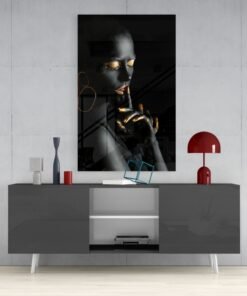 Shhh Vrouw Stille Glasschilderij