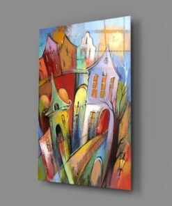 Abstracte Huizen Glasschilderij - Afbeelding 3