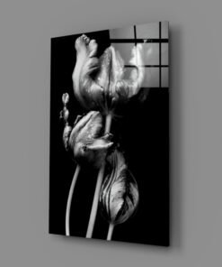 Bloemen Zwart Glasschilderij - Afbeelding 3