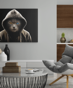 ALIVA 1004 coole kat met capuchon canvas schilderij c