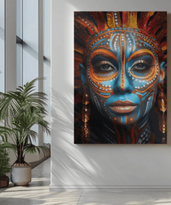 ALIVA 1305 gekleurde vrouw gezicht canvas schilderij c min