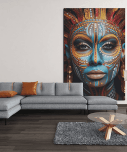ALIVA 1305 gekleurde vrouw gezicht canvas schilderij d min