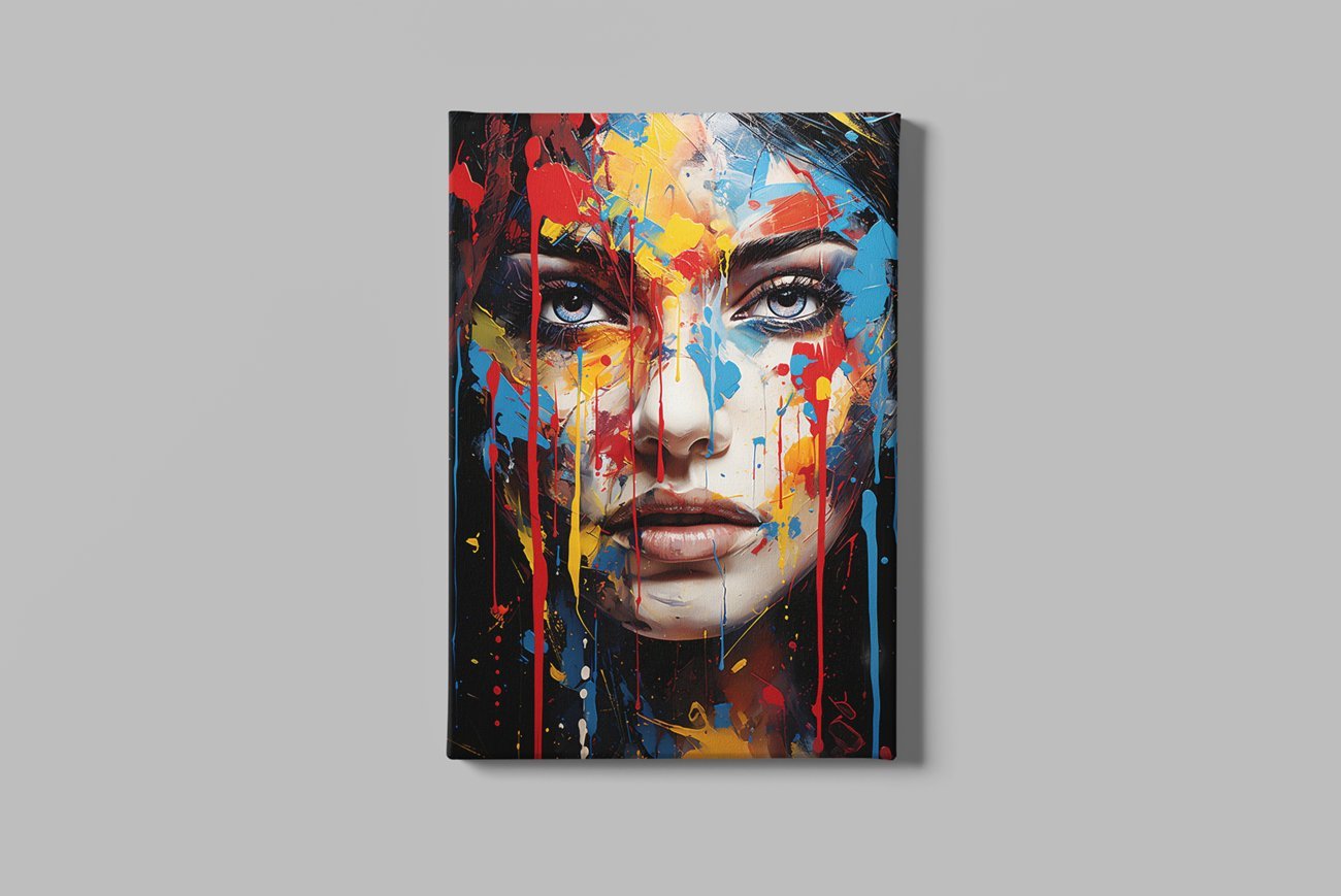 Canvas Schilderij Kleurrijke Vrouw Gezicht