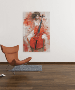 ALIVA 1317 vrouw cello canvas schilderij b
