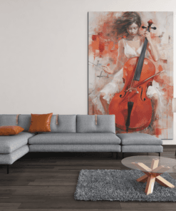 ALIVA 1317 vrouw cello canvas schilderij c
