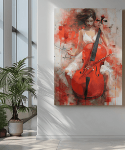 ALIVA 1317 vrouw cello canvas schilderij d