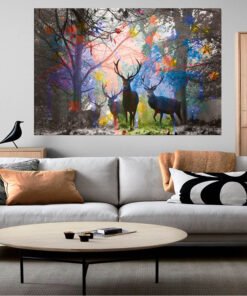 Herten in het bos Canvas Schilderij