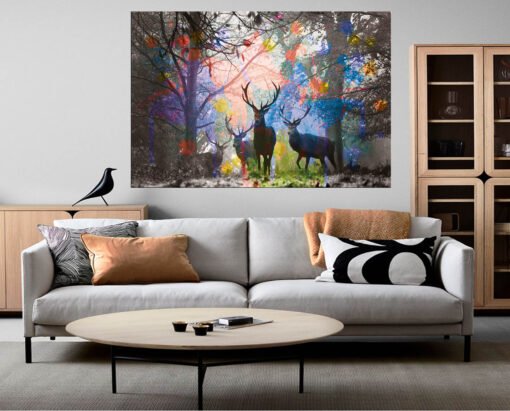 Herten in het bos Canvas Schilderij