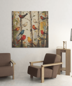 OEFE 1106 canvas schilderij vogels abstract vierkant d 2