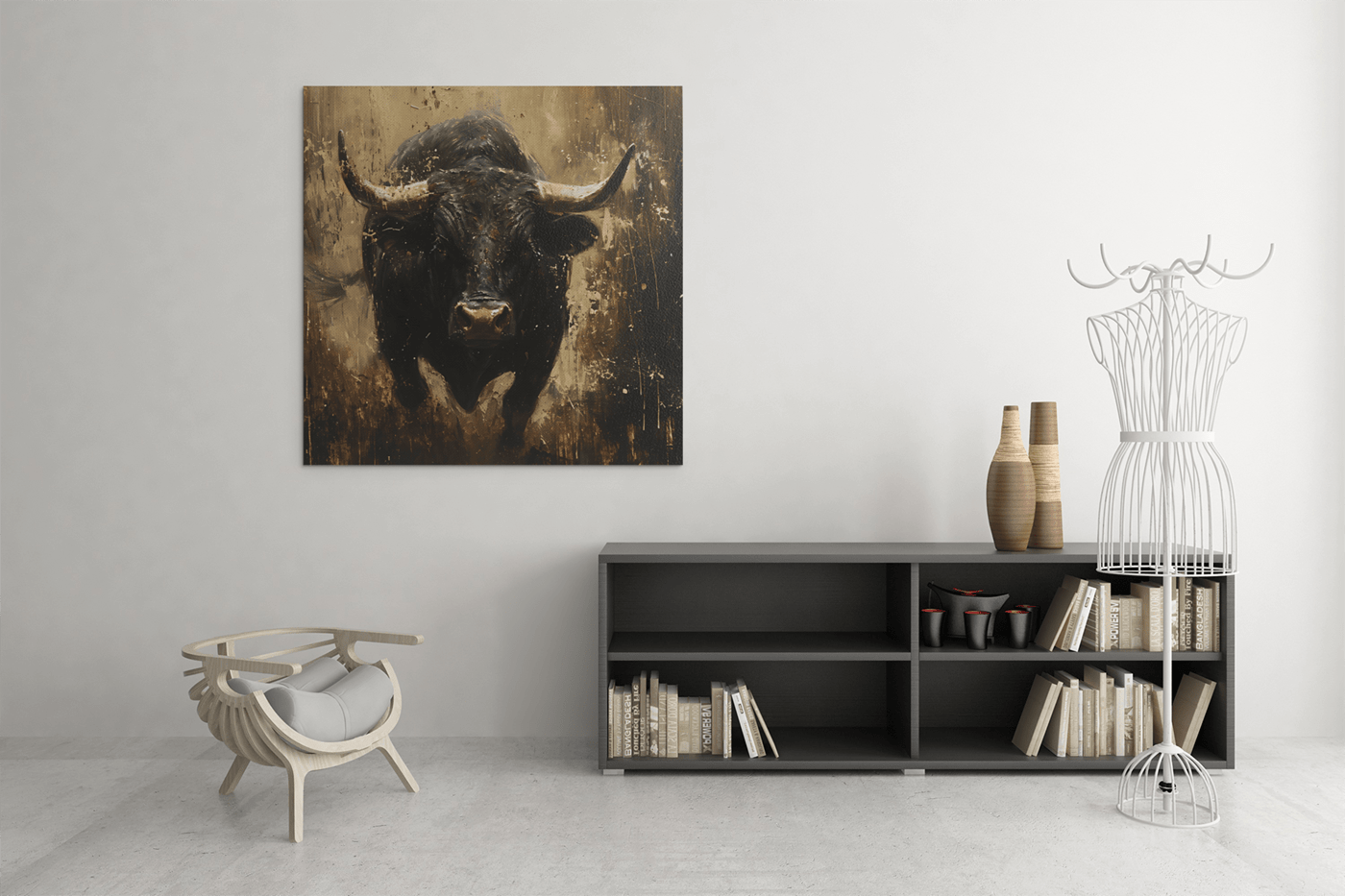 OEFE 1107 rennende stier canvas schilderij a 1
