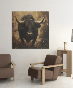 OEFE 1107 rennende stier canvas schilderij c 1