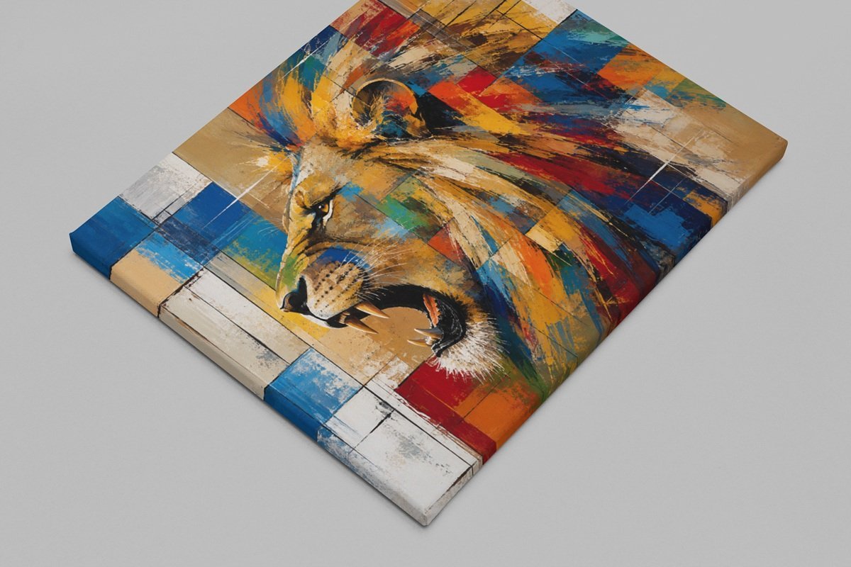 Leeuw Dieren Canvas Schilderij 100x75 cm - Afbeelding 2