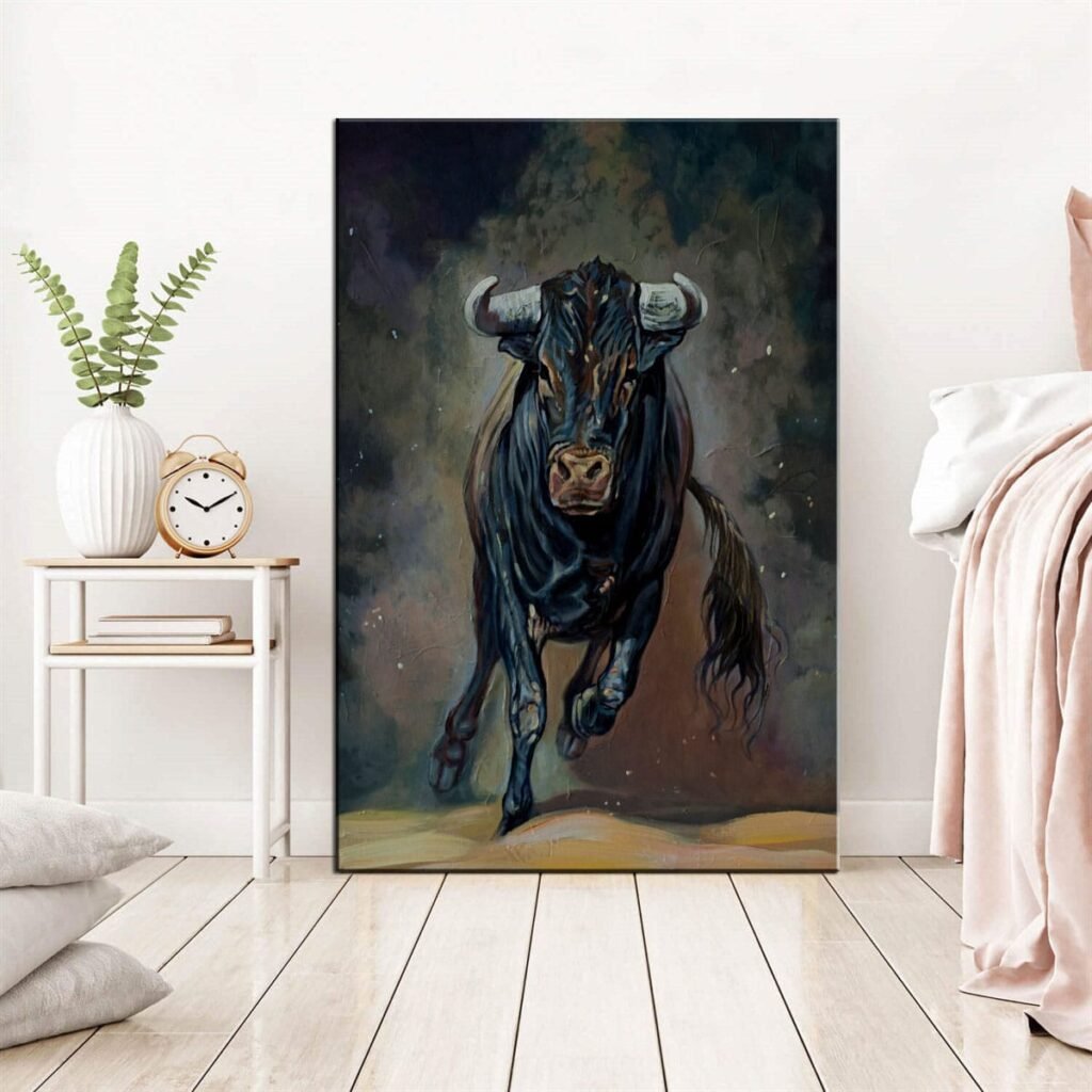 Rennende stier Canvas Schilderij