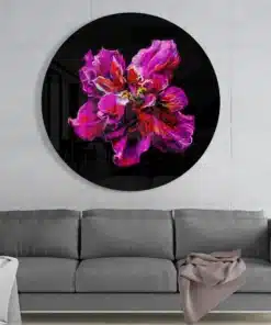 Roze Bloem Glasschilderij