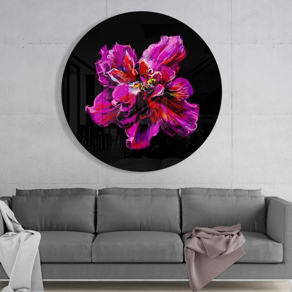 Roze Bloem Glasschilderij