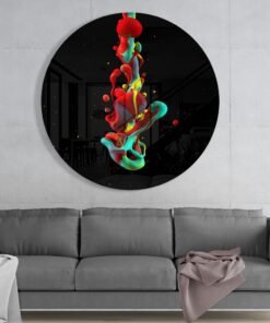 Abstract Kleurrijk Rond Glasschilderij