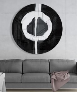 Abstract zwart wit Glasschilderij