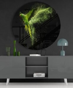 Groene Vogel Glasschilderij - Afbeelding 4