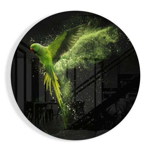 Groene Vogel Glasschilderij