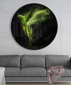 Groene Vogel Glasschilderij