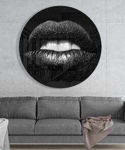 Zwarte Lippen Glasschilderij