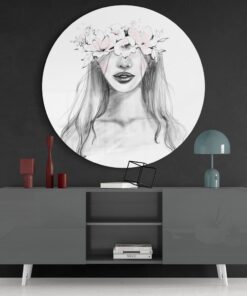 Vrouw met Bloemen Glasschilderij