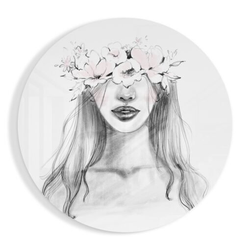 Vrouw met Bloemen Glasschilderij