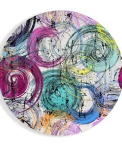 Abstract Kleuren Rond Glasschilderij