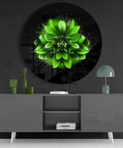 Groene Bloem Glasschilderij
