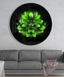 Alternative view of Groene Bloem Glasschilderij