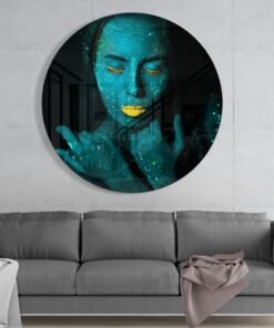 Vrouw Gele Lippen Glasschilderij
