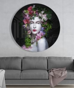 Vrouw Met Bloemen Glasschilderij