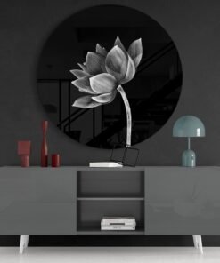 Grijze bloem Glasschilderij - Afbeelding 4