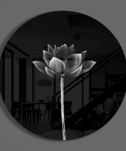 Alternative view of Grijze Bloem Rond Glasschilderij