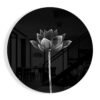 Grijze bloem rond Glasschilderij