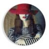 Vrouw Met Rode Hoed Glasschilderij