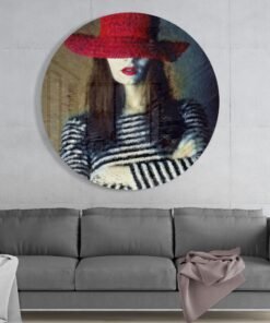 Alternative view of Vrouw Met Rode Hoed Glasschilderij