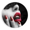 Vrouw Rode Lippen Glasschilderij