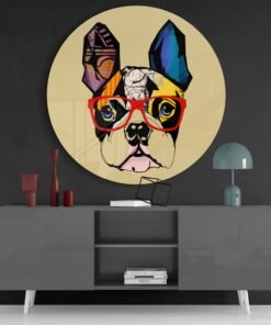 Hond met Bril Glasschilderij