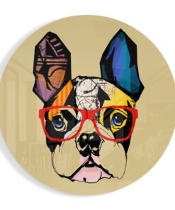Hond met Bril Glasschilderij