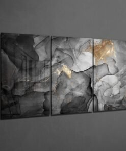 Alternative view of Goud Grijs Abstract Glasschilderij