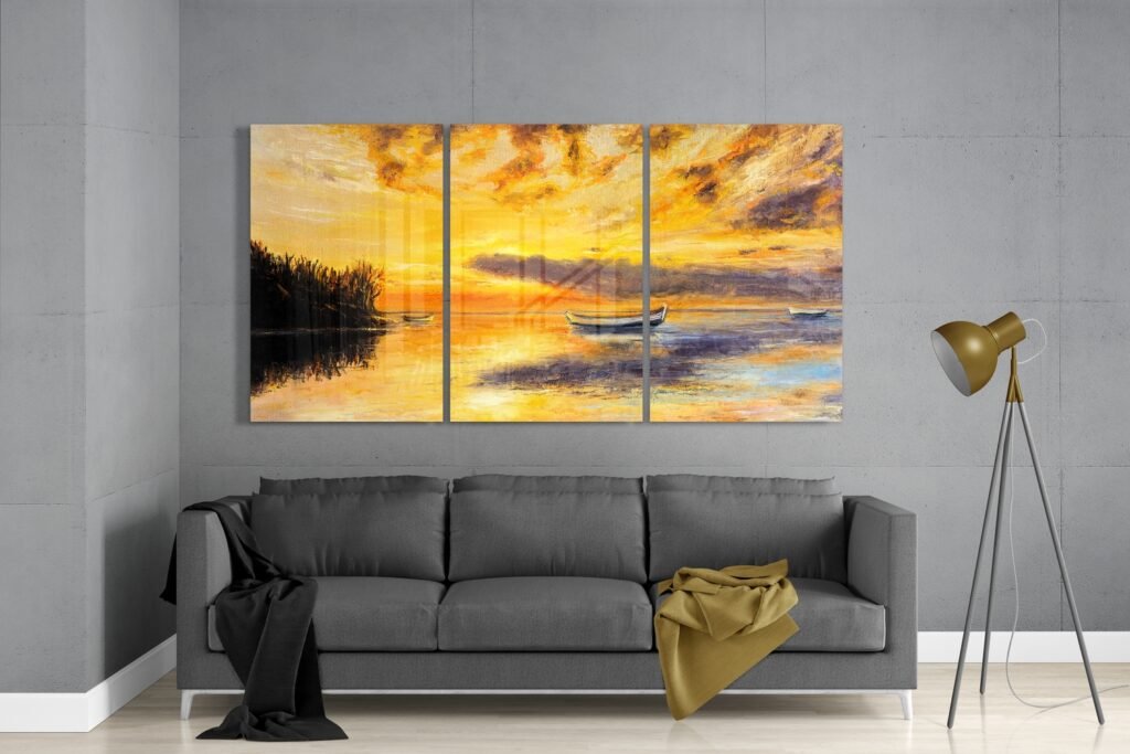 Zonsondergang Glasschilderij