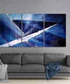 Abstract Blauw Glasschilderij