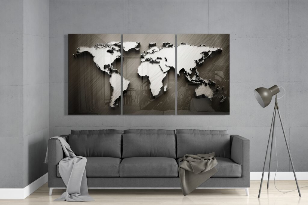 Wereldkaart Glasschilderij