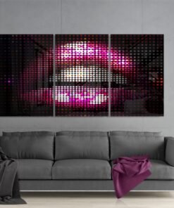 Roze Lippen Glasschilderij