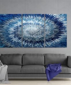 Abstract Blauw Glasschilderij